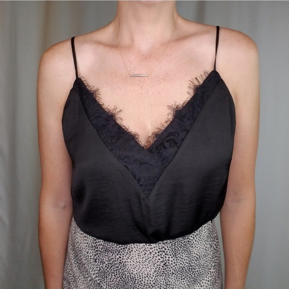 Naked Zebra Black Lace Trim Cami Top